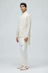 Varun Bahl_Ivory Modal, Dupion Embroidery, Zari Floral Nehru Jacket _Online_at_Aza_Fashions