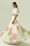 Buy_Shwetanga_Ivory Georgette, Satin, Organza Embroidery, Sequins, Floral Pattern Lehenga Set _Online_at_Aza_Fashions