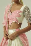 Shwetanga_Pink Organza, Georgette, Satin, Net Embroidery, Layered Ruffle Skirt Set _Online_at_Aza_Fashions