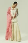 Shop_Shwetanga_Ivory Organza, Georgette, Satin, Net Sequins, Embroidered Kurta Sharara Set _Online_at_Aza_Fashions