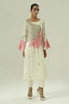 Buy_Shwetanga_Ivory Organza, Georgette, Satin Embroidery, Sequins, Mirrors, Floral Kurta Set _Online_at_Aza_Fashions