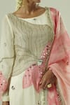 Buy_Shwetanga_Ivory Organza, Georgette, Satin Embroidery, Sequins, Mirrors, Floral Kurta Set 
