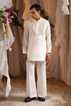 Buy_Shwetanga_Ivory Linen, Viscose Embroidery Kurta And Pant Set 