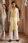 Shwetanga_Ivory Organza, Linen, Viscose Beads, Pearls Embroidered Kurta And Pant Set _Online_at_Aza_Fashions