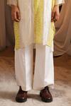 Buy_Shwetanga_Ivory Organza, Linen, Viscose Beads, Pearls Embroidered Kurta And Pant Set 