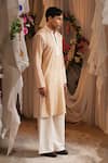 Shwetanga_Peach Cotton Lace Embroidered Kurta And Pant Set _Online_at_Aza_Fashions
