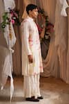 Shop_Shwetanga_Pink Cotton, Viscose, Linen Lace, Fringe Printed Kurta And Pant Set 