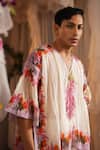 Shwetanga_Ivory Organza, Linen, Viscose Abstract Pattern Shirt With Pant _Online_at_Aza_Fashions