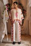 Shwetanga_Ivory Organza, Linen, Viscose Abstract Pattern Shirt With Pant _at_Aza_Fashions