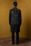 Shop_Tajiri_Black Spandex, Velvet, Jacquard Embroidery, Metallic Hand Jacket And Kurta Set _at_Aza_Fashions