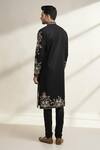 Shop_Tajiri_Black Silk, Cotton Embroidery Kurta Set _at_Aza_Fashions