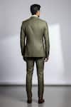 Shop_Tajiri_Olive Green Suiting, Polyester, Wool Shawl Collar Blazer Set _at_Aza_Fashions