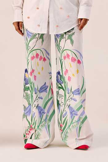 Shop_Therealb_White Linen Embroidery Collared Embellished Shirt And Pant Set _Online_at_Aza_Fashions