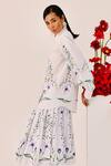 Buy_Therealb_White Cotton Collared Floral Print Shirt And Skirt Set _Online_at_Aza_Fashions