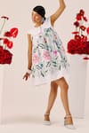 Buy_Therealb_White Linen Collared Botanical Print Dress _at_Aza_Fashions