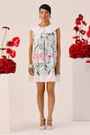 Shop_Therealb_White Linen Collared Botanical Print Dress _at_Aza_Fashions