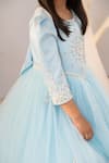 Ruchika Lath Label_Sky Blue Satin, Tulle Beads, Crystals And Cutdana Embroidered Dress With Cape _Online_at_Aza_Fashions