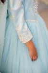 Buy_Ruchika Lath Label_Sky Blue Satin, Tulle Beads, Crystals And Cutdana Embroidered Dress With Cape _Online_at_Aza_Fashions