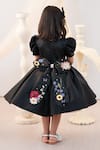 Shop_Ruchika Lath Label_Black Satin Applique 3d Floral Work Dress _at_Aza_Fashions