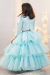 Shop_Ruchika Lath Label_Sky Blue Organza Ruffles, Embroidery, Sequins, Beads, Lehenga And Blouse Set _at_Aza_Fashions