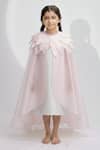 Buy_MI Dulce AN'YA_Pink Tissue, Silk Petal Embroidered Cape With Dress _at_Aza_Fashions