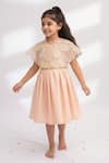 Buy_MI Dulce AN'YA_Peach Chanderi, Tissue Petal Applique Work Cape With Dress _at_Aza_Fashions