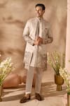 Buy_Arihant Rai Sinha_Beige Silk Embroidery Art Sherwani Set _at_Aza_Fashions