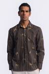 Buy_Balance by Rohit Bal_Brown Linen Stripe Print Shirt _at_Aza_Fashions