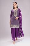 Buy_Samyukta Singhania_Purple Chinon, Silk, Chiffon Embroidery, Gota Bandhani Print Kurta Sharara Set _at_Aza_Fashions