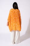 Shop_Essay By Sumedha Agrawal_Orange Viscose, Crepe Round Neck Floral Print Kaftan Top _at_Aza_Fashions