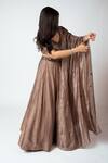 Essay By Sumedha Agrawal_Brown Tissue, Silk Mirrors Embellished Lehenga Set _at_Aza_Fashions