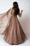 Buy_Essay By Sumedha Agrawal_Brown Tissue, Silk Mirrors Embellished Lehenga Set 