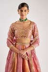 Essay By Sumedha Agrawal_Pink Silk, Tissue Sequins, Mirrors, Zari Scoop Neck Embroidered Lehenga Set _Online_at_Aza_Fashions