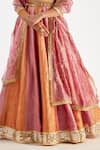 Buy_Essay By Sumedha Agrawal_Pink Silk, Tissue Sequins, Mirrors, Zari Scoop Neck Embroidered Lehenga Set _Online_at_Aza_Fashions