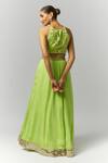 Shop_Essay By Sumedha Agrawal_Green Organza, Viscose Embroidery, Zari, Stones, Mirrors Sequin Lehenga Set _at_Aza_Fashions