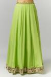 Essay By Sumedha Agrawal_Green Organza, Viscose Embroidery, Zari, Stones, Mirrors Sequin Lehenga Set _Online_at_Aza_Fashions