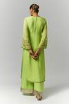 Shop_Essay By Sumedha Agrawal_Green Organza, Viscose Zari, Mirrors, Embroidery V-neck Kurta Set _at_Aza_Fashions