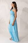 Buy_Essay By Sumedha Agrawal_Sky Blue Chiffon V-neck Top And Skirt Set _Online_at_Aza_Fashions