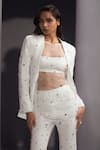 Buy_Karn Malhotra_White Organza, Crepe Pearls, Mirrors, Zenith Embroidered Jacket Pant Set _Online_at_Aza_Fashions