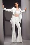 Shop_Karn Malhotra_White Organza, Crepe Pearls, Mirrors, Zenith Embroidered Jacket Pant Set _Online_at_Aza_Fashions