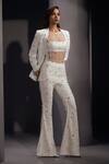 Shop_Karn Malhotra_White Organza, Crepe Pearls, Mirrors, Zenith Embroidered Jacket Pant Set _at_Aza_Fashions