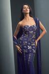 Karn Malhotra_Blue Silk, Georgette Mirrors, Crystals, Sapphira Embellished Top Skirt Set _Online_at_Aza_Fashions