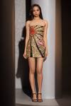 Shop_Karn Malhotra_Gold Satin Sequins, Beads, Pearls, Mirrors, Metropolis And Embroidered Dress _at_Aza_Fashions