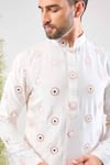 Kasbah_Ivory Silk Embroidery, Sequins, Mirrors Powder Pink Threadwork Kurta _Online_at_Aza_Fashions