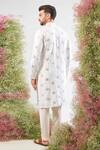 Shop_Kasbah_Ivory Silk Embroidery, Sequins, Mirrors Powder Pink Threadwork Kurta _at_Aza_Fashions
