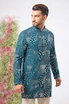 Buy_Kasbah_Blue Silk Sequins, Mirrors Work Kurta _at_Aza_Fashions