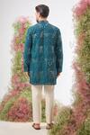 Shop_Kasbah_Blue Silk Sequins, Mirrors Work Kurta _at_Aza_Fashions