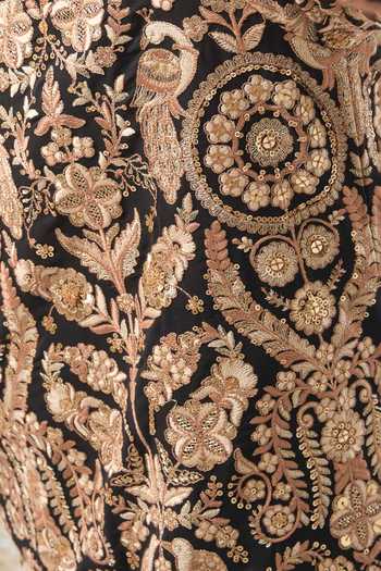 Kasbah_Black Georgette Zari Embroidered Short Kurta _Online_at_Aza_Fashions
