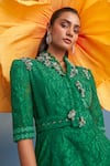 Shop_Parul And Preyanka_Green Crepe, Net, Lace Pearls, Crystals, Fabric Serena Jacket And Skirt Set _Online_at_Aza_Fashions
