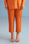 Parul And Preyanka_Orange Silk Organza, Crepe Applique, Fabric Chloe Embroidered Shirt Pant Set _Online_at_Aza_Fashions